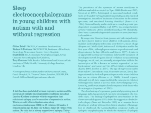 Sleep electroencephalograms in young children with autism with and without regression Virtual Issue